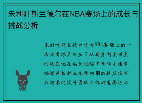 朱利叶斯兰德尔在NBA赛场上的成长与挑战分析